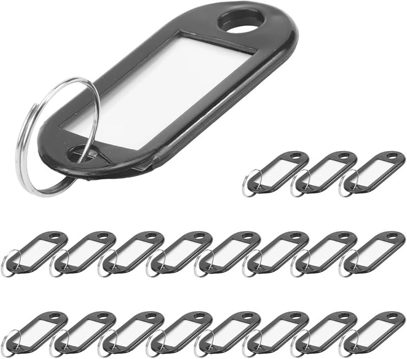 Black Key Tags 200 Pcs Key ID Label Tags Split Ring Keychain - Image 2